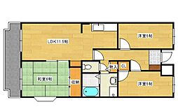 広島電鉄8系統 舟入川口町駅 徒歩14分の賃貸マンション 4階3LDKの間取り
