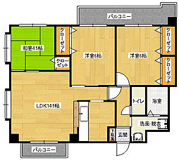 JR可部線 大町駅 徒歩8分の賃貸マンション 5階3LDKの間取り