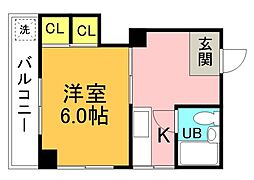 広島電鉄9系統 白島駅 徒歩5分の賃貸マンション 4階1DKの間取り