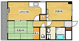 広島電鉄宮島線 古江駅 徒歩8分の賃貸マンション 1階2DKの間取り