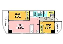 広島高速交通アストラムライン 新白島駅 徒歩5分の賃貸マンション 15階1Kの間取り