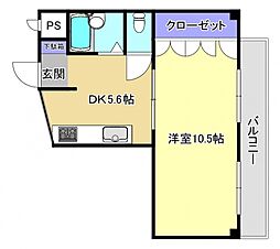 広島高速交通アストラムライン 白島駅 徒歩11分の賃貸マンション 2階1DKの間取り
