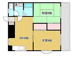 JR可部線 古市橋駅 徒歩9分の賃貸マンション 3階2DKの間取り