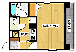 広島電鉄5系統 比治山下駅 徒歩5分の賃貸マンション 4階1Kの間取り