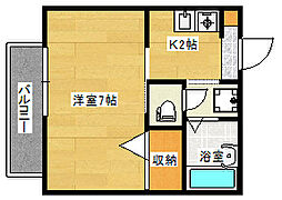 広島電鉄5系統 比治山下駅 徒歩23分の賃貸アパート 1階1Kの間取り