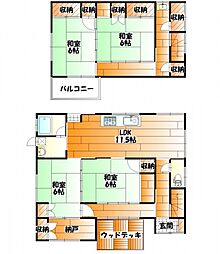 JR可部線 下祇園駅 徒歩18分の賃貸一戸建て 1階4LDKの間取り