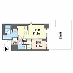 広島電鉄8系統 横川駅 徒歩6分の賃貸マンション 1階1LDKの間取り