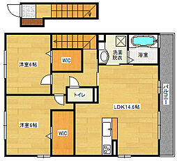 JR可部線 七軒茶屋駅 徒歩12分の賃貸アパート 2階2LDKの間取り