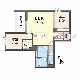 広島電鉄8系統 江波駅 徒歩3分の賃貸マンション 2階2LDKの間取り