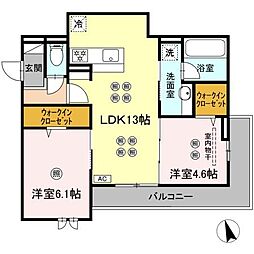 JR山陽本線 海田市駅 徒歩14分の賃貸アパート 2階2LDKの間取り