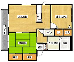 広島高速交通アストラムライン 西原駅 徒歩15分の賃貸アパート 2階2LDKの間取り