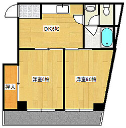 広島電鉄2系統 広電西広島(己斐)駅 徒歩3分の賃貸マンション 5階2LDKの間取り