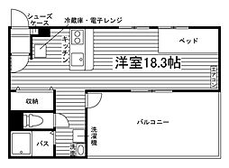 ベルハイム津島III 1階ワンルームの間取り