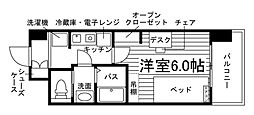 （仮称）学生会館ロイヤルジェルム学南町 2階1Kの間取り