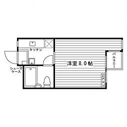 K2ビル 5階1Kの間取り