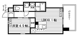 Grand E’terna岡山II 3階1LDKの間取り