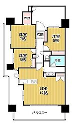 ラカーサ グランデタワーザ甲南903 3LDKの間取図画像