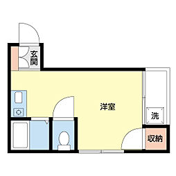 コーポホワイト南出島Ｂ棟 2階ワンルームの間取り
