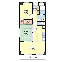 メゾン山水III 1階2LDKの間取り
