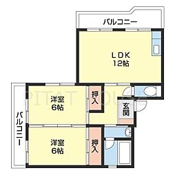 フェリースマンション 1階2LDKの間取り