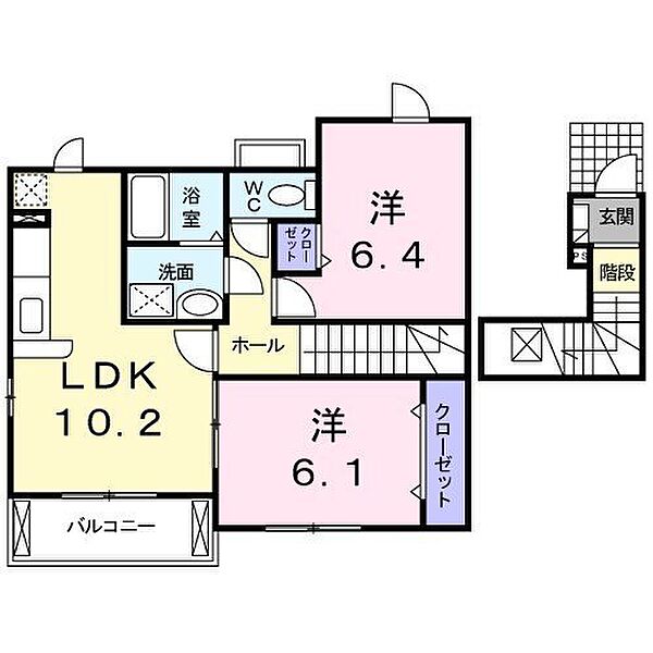 ブランシュール　I 203｜和歌山県和歌山市寺内(賃貸アパート2LDK・2階・55.84㎡)の写真 その2