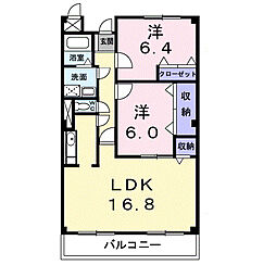 グランド・メール 2階2LDKの間取り
