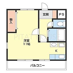 Ｅ＆Ｎビル 3階1Kの間取り