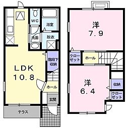 ジェイドV 1階2LDKの間取り