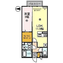 ラズベリー荘 2階1LDKの間取り