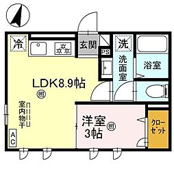 D-grace秋月 2階1LDKの間取り