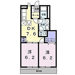 ドウセゾン 1階2DKの間取り