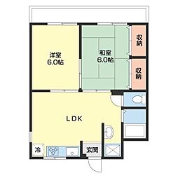 ファミーユ21 3階2DKの間取り