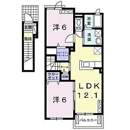 アーデン西浜　VI 2階2LDKの間取り