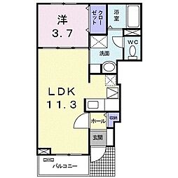 ＣＡＳＡ本町 1階1LDKの間取り