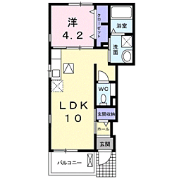 レジデンス・リオＢ 1階1LDKの間取り