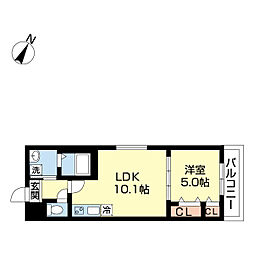 フジパレス吹屋町III番館 1階1LDKの間取り