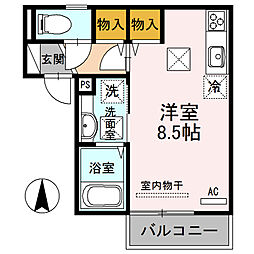 D-roomしおや ワンルームの間取図画像