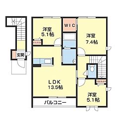 MAST COURT秋葉 210 2階3LDKの間取り