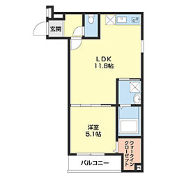 フジパレス北新金屋丁 1階1LDKの間取り