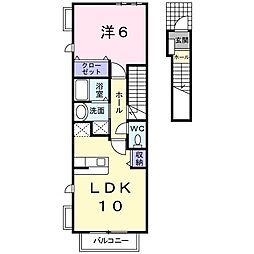 トゥーランドット 2階1LDKの間取り