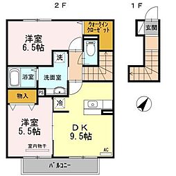 イソラ フェリジェII 2階2DKの間取り
