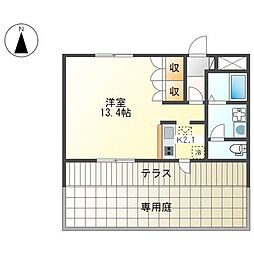 グレイス花山 1階ワンルームの間取り