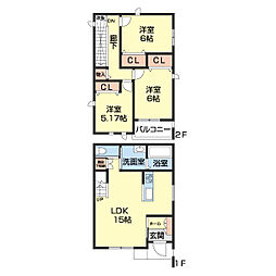 ヤマイチテラス西浜 1階3LDKの間取り