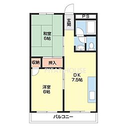 エフスタイル六十谷 1階2DKの間取り