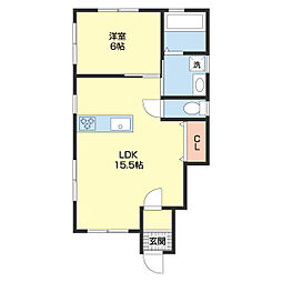 南海加太線 中松江駅 徒歩8分の賃貸アパート 1階1LDKの間取り