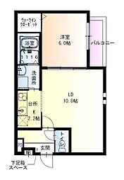 フジパレス市駅東イースト 2階1LDKの間取り