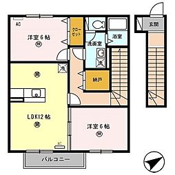 イル デ パン　A棟 2階2LDKの間取り