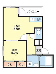 フジパレス中之島ウエスト 1LDKの間取図画像