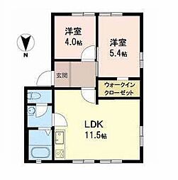 ラ・サルデーヌ 2LDKの間取図画像