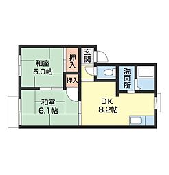 タウニイ寿里 2DKの間取図画像